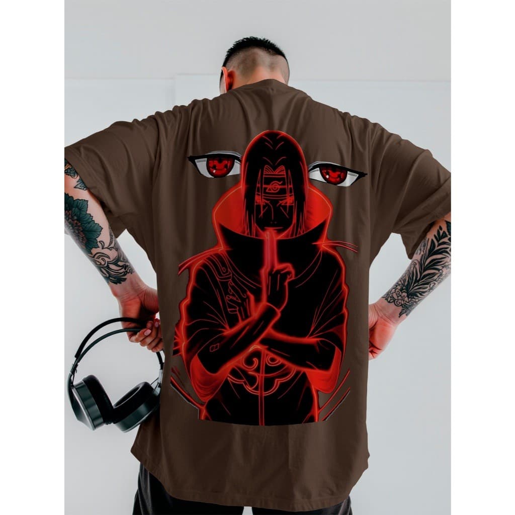 Camiseta Camisa Narutinho Akatsuki Itachi Uchiha Streetwear Oversized Unissex ref -3724 Dtf