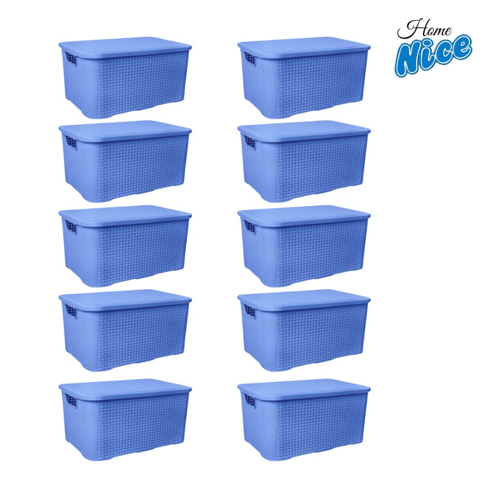 Kit com 10 Caixas 10 Litros Organizador Rattan Com Tampa