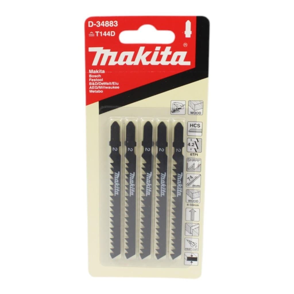 5 Lâminas de Serra Tico Tico Rápida P/ Mad. Makita D-34883