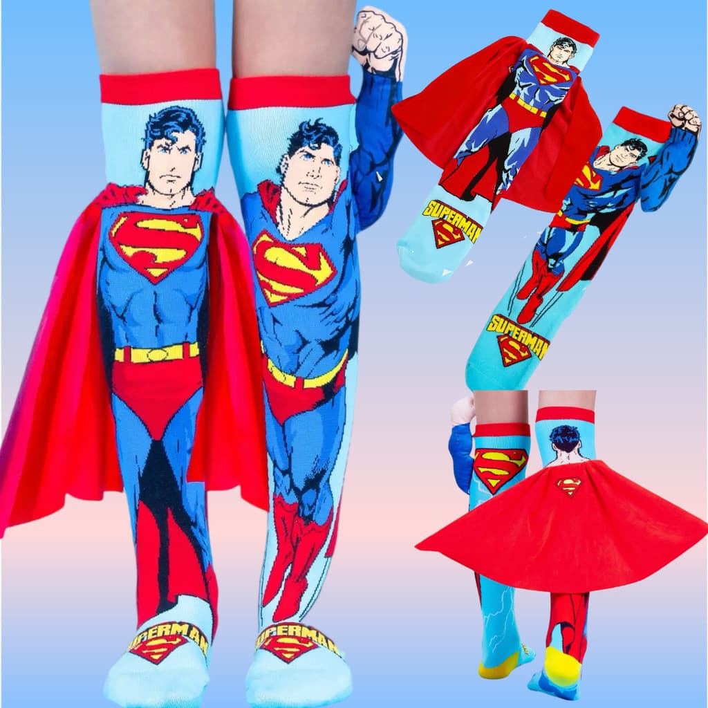 Meias Superman Cano Alto【Alta Qualidade】3D Cartoon Meias Maluca Divertida Personagens