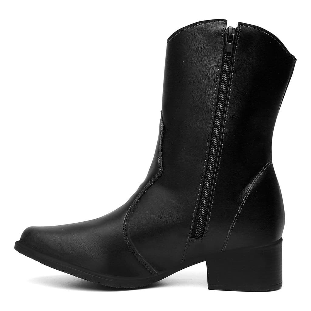 Bota Country Western Zature Texana Bordada Cano Médio Preta.