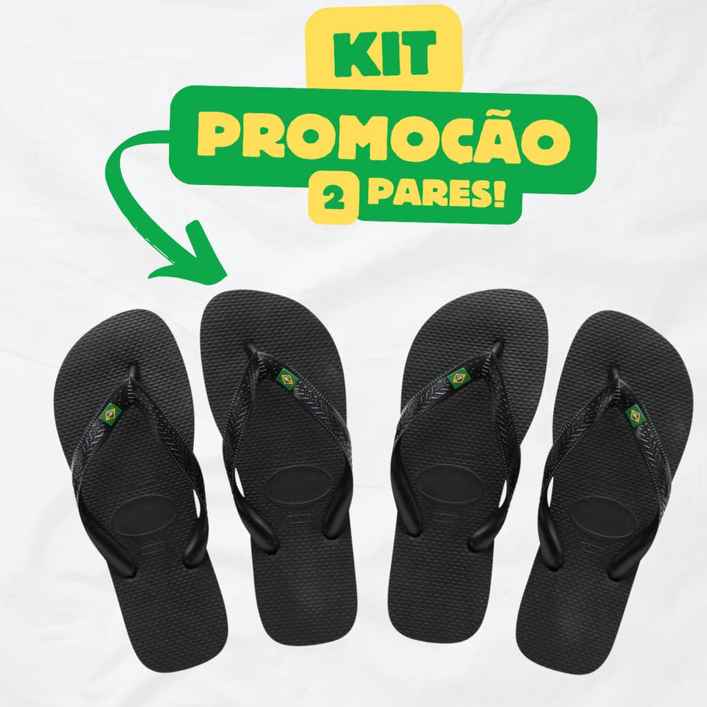 Kit 2 Pares Chinelo Masculino com Bandeira do Brasil – Envio Imediato Todos Tamanhos