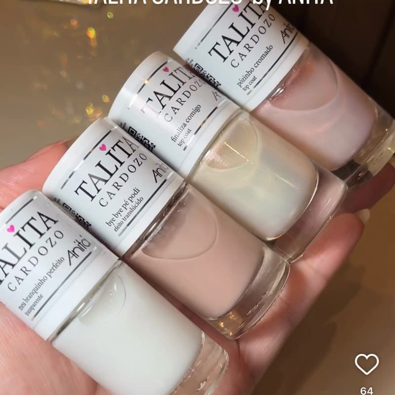 Kit 4 Esmalte Anita Talita Cardozo Meu Branquinho Perfeito,Bye Bye Pé Podi , Finaliza Comigo e Pozinho Cromado