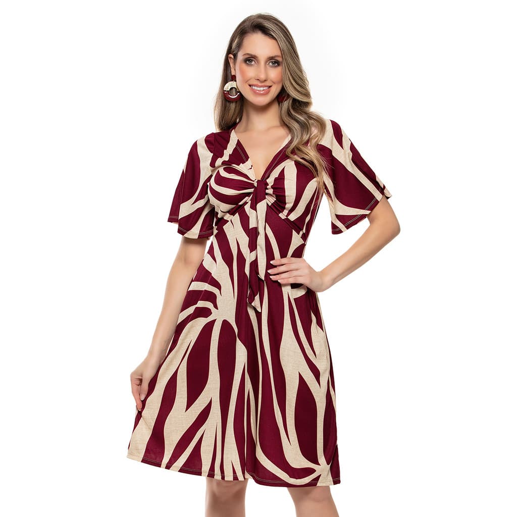 Vestido Clássico com Mangas e Saia Godê – Moda Feminina