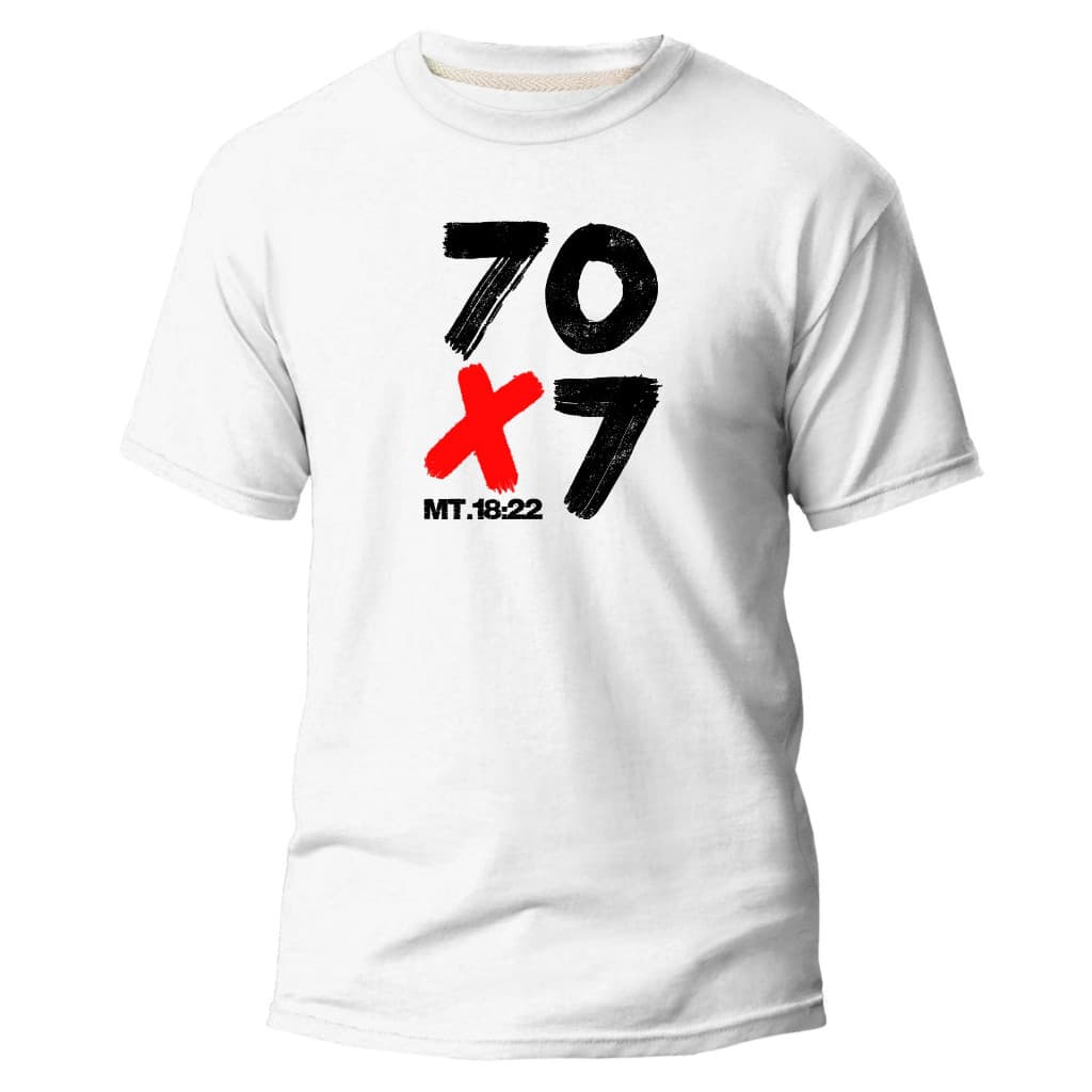 Camiseta Unissex MT. 18:22 Perdão Bíblico Camisa Hip Hop Evangélica Algodão 70x7