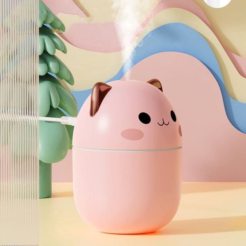 Umidificador de Ar Portátil Gatinho 250ml Mini Difusor de Aromas LED USB Silencioso