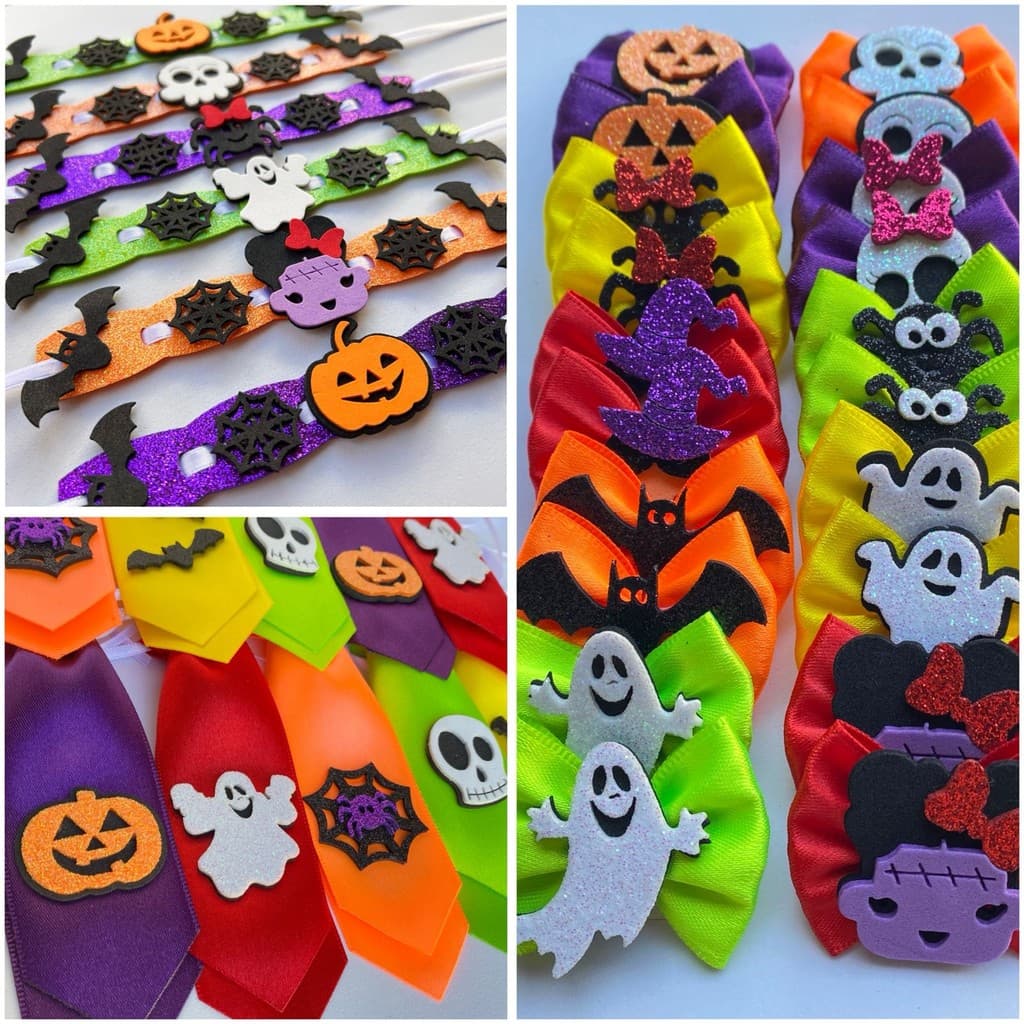 Kits Laços,Gravatas e Gargantilha Pet Halloween - Tamanho M