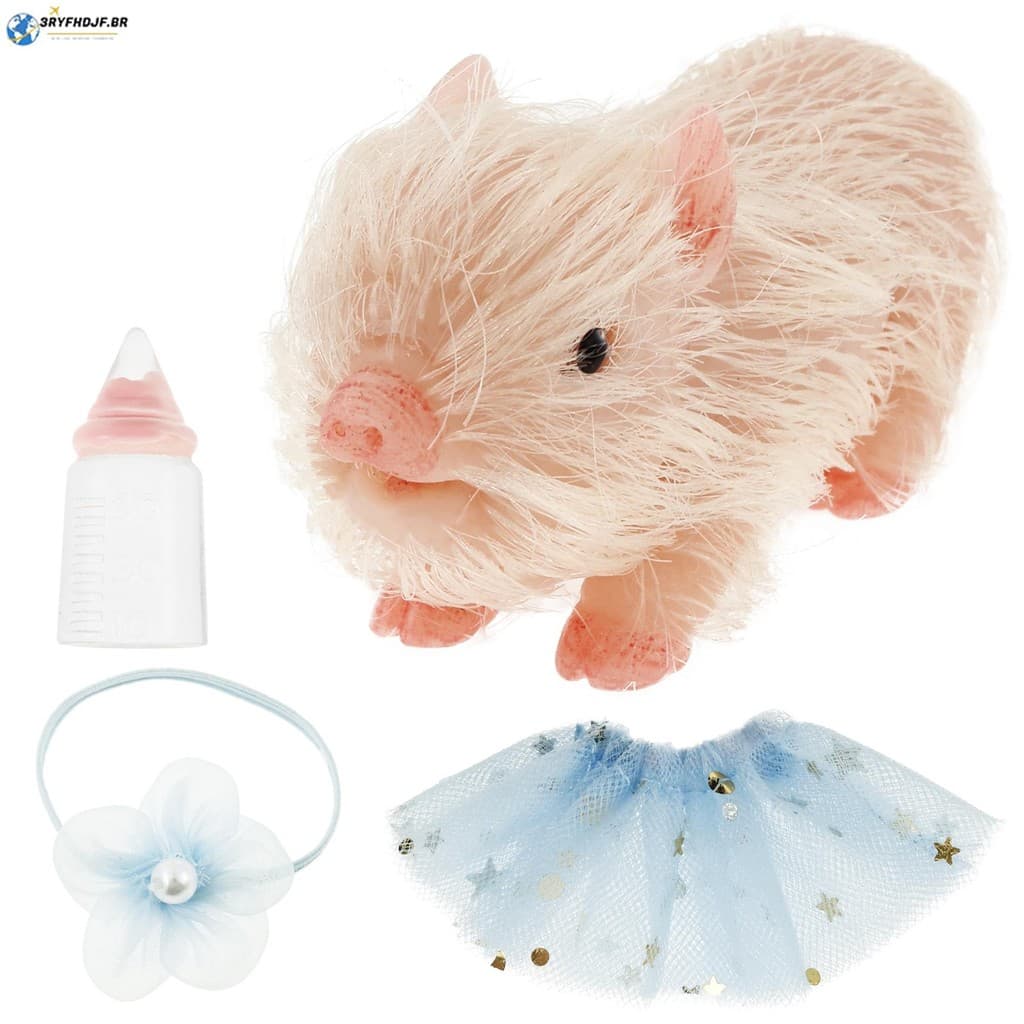 Divertido Silicone Porco Boneca Brinquedo Adorável Conjunto Versátil Piggy Com Garrafa De Enfermagem E Acessórios De Rou