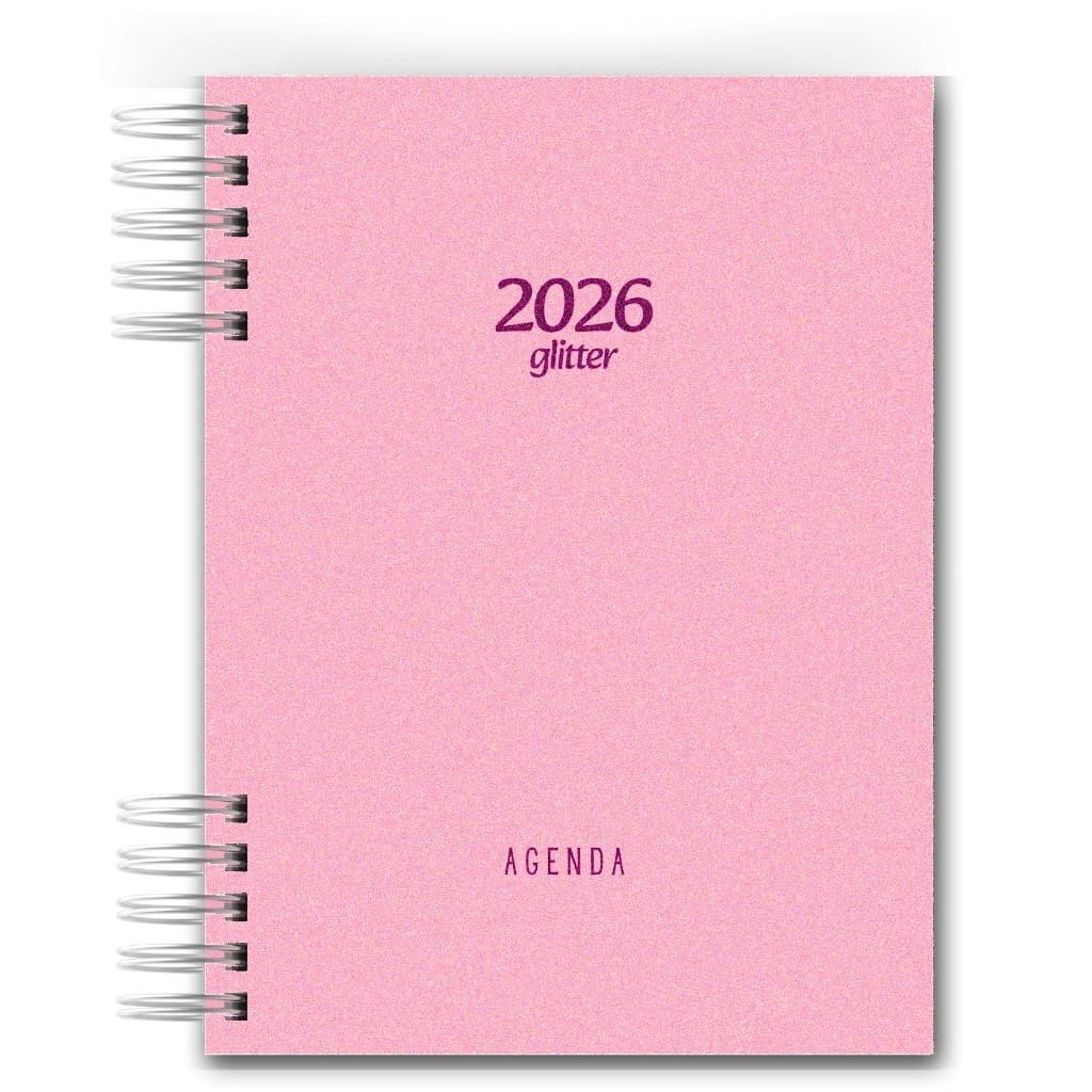 Agenda 2026 Glitter Pink Capa Dura