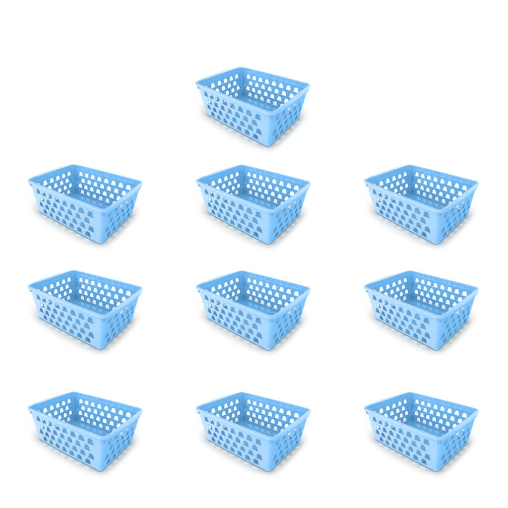 Kit 10 Cestos Organizadores Multiuso Azul 16x12x6Cm