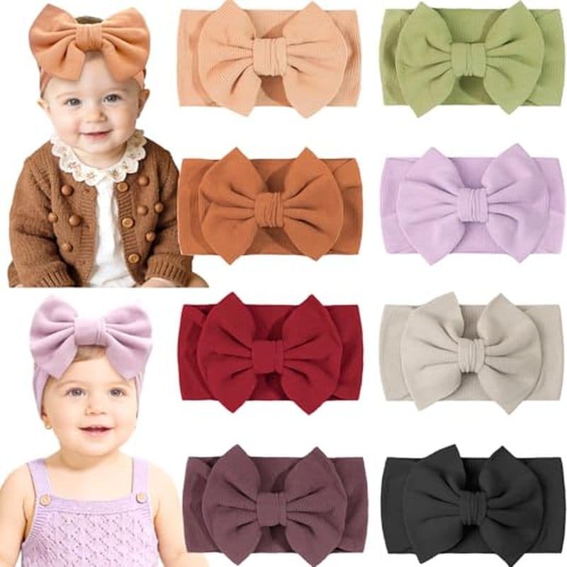 Cellot 8 Cores Super Elástico Macio Nó Bebê Menina Headbands Com Laços De Cabelo Envoltório De Cabeça De Náilon Para Beb