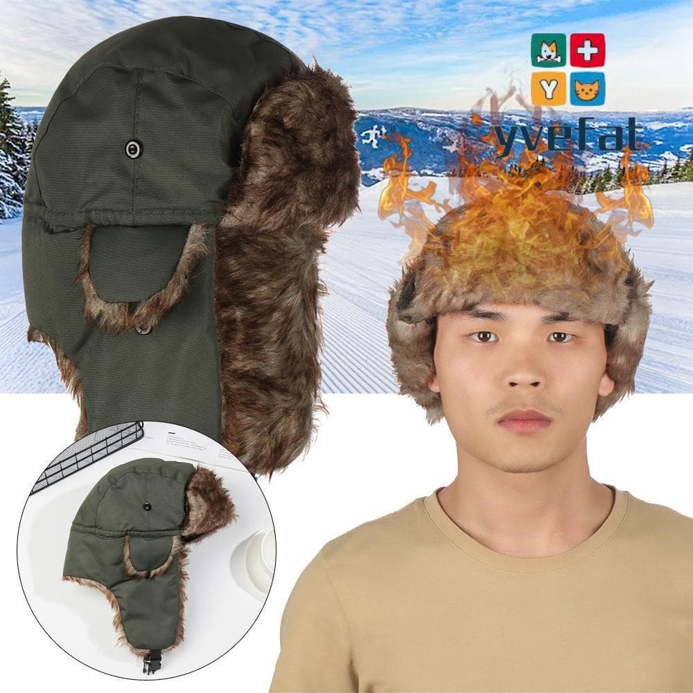 Boné De Inverno YVEFAT Russo Ushanka Com Pele Quente
