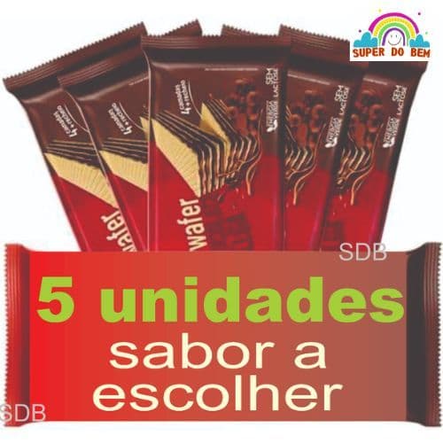 Kit 5 Wafer Liane Zero Lactose 70g ou 90g cada | 5 Pacotes Wafer Zero Leite | Vegano | Sabores