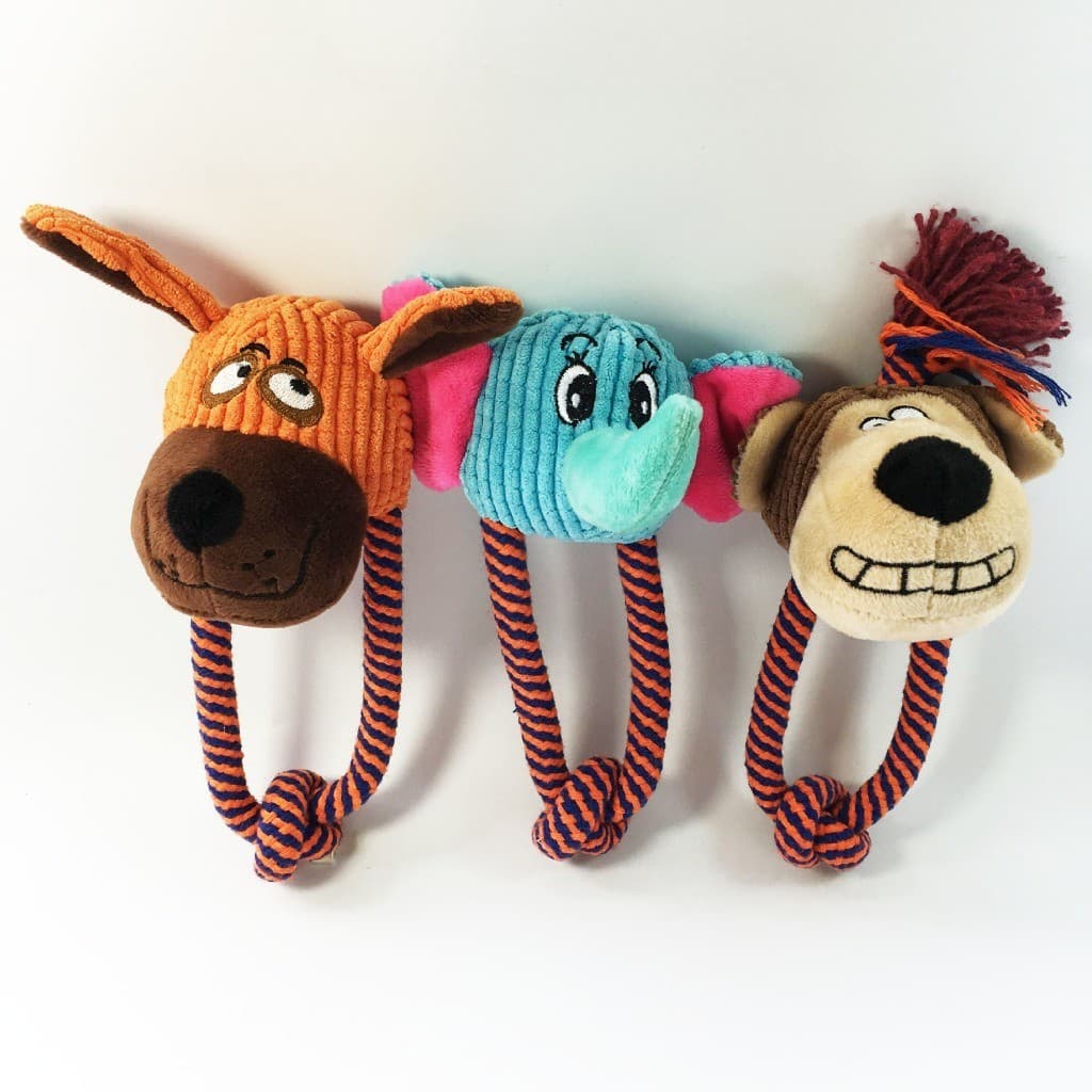 Brinquedo mordedor de pelúcia com apito e corda para cachorros Pets Cães de estimação