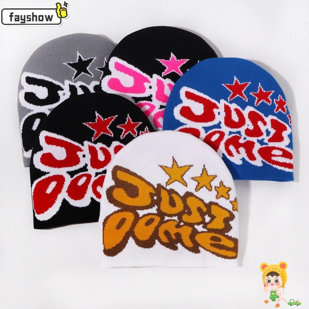 Chapéu De Tricô FAYSHOW , Gorro De Lã Com Estampa De Letras Acrílicas , Boné Quente Y2k Ins Hip Hop Ao Ar Livre