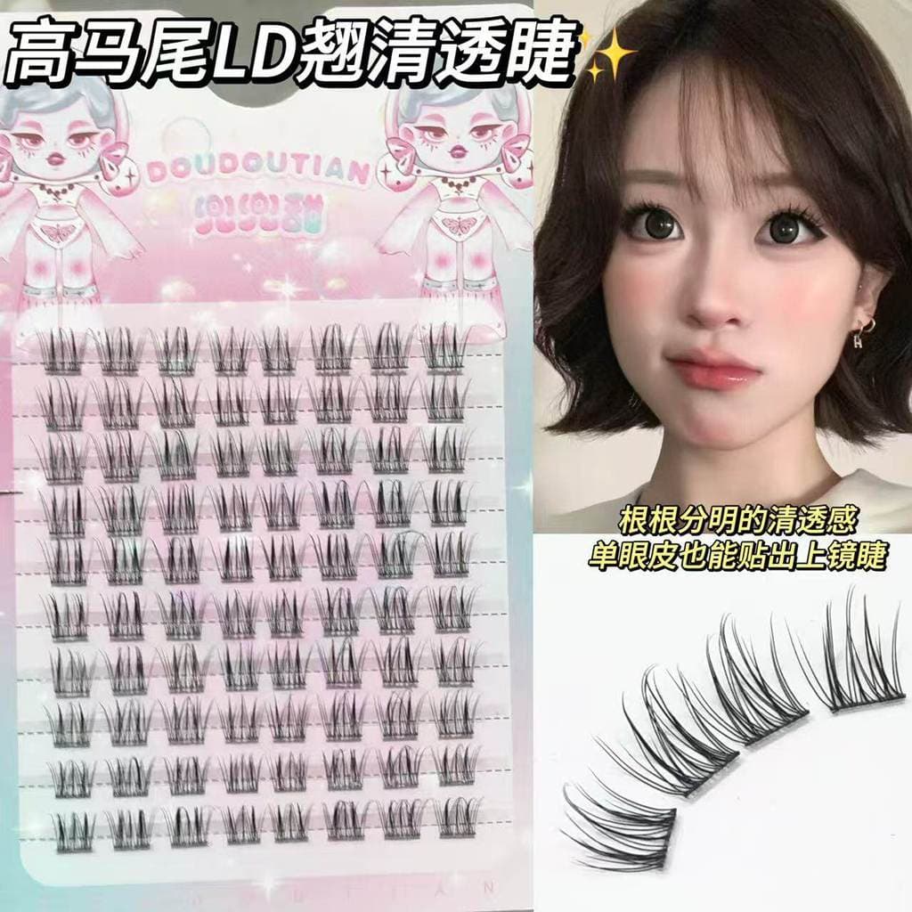 Cílios transparentes LD com sensação de rabo de cavalo alto!Cílios postiços doces de bolso Pseudo-Face Natural Clear Bre