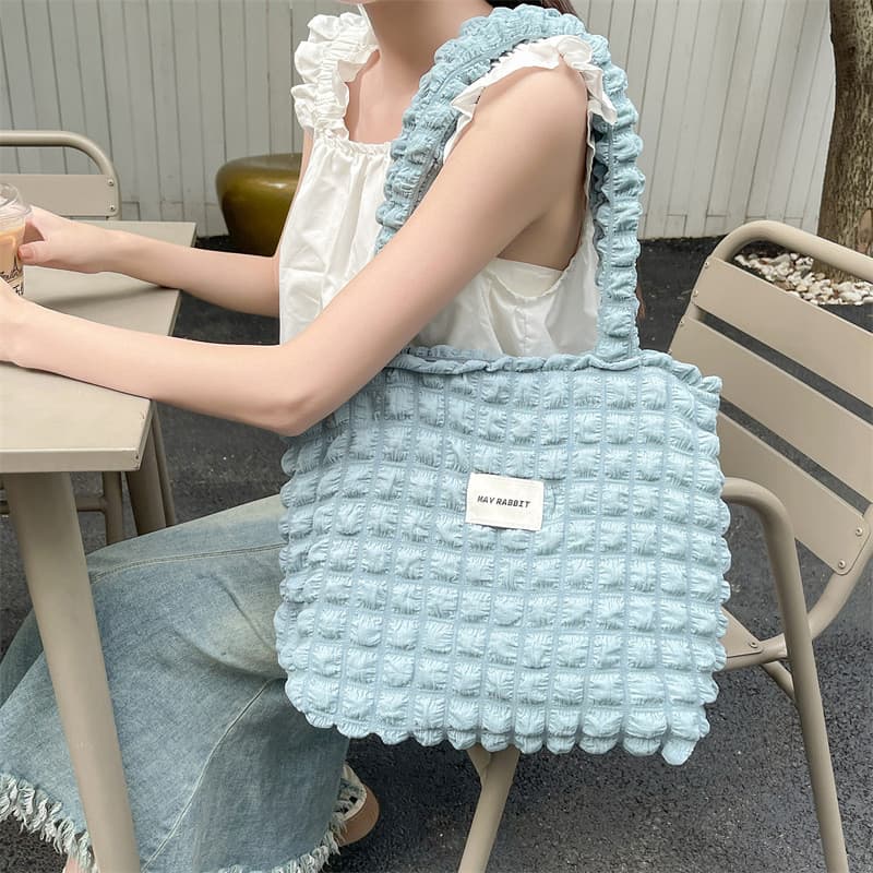 Nuvem japonesa bolha flor bolsa de ombro menina coração estudante simples portátil bolsa de lona sacola de compras