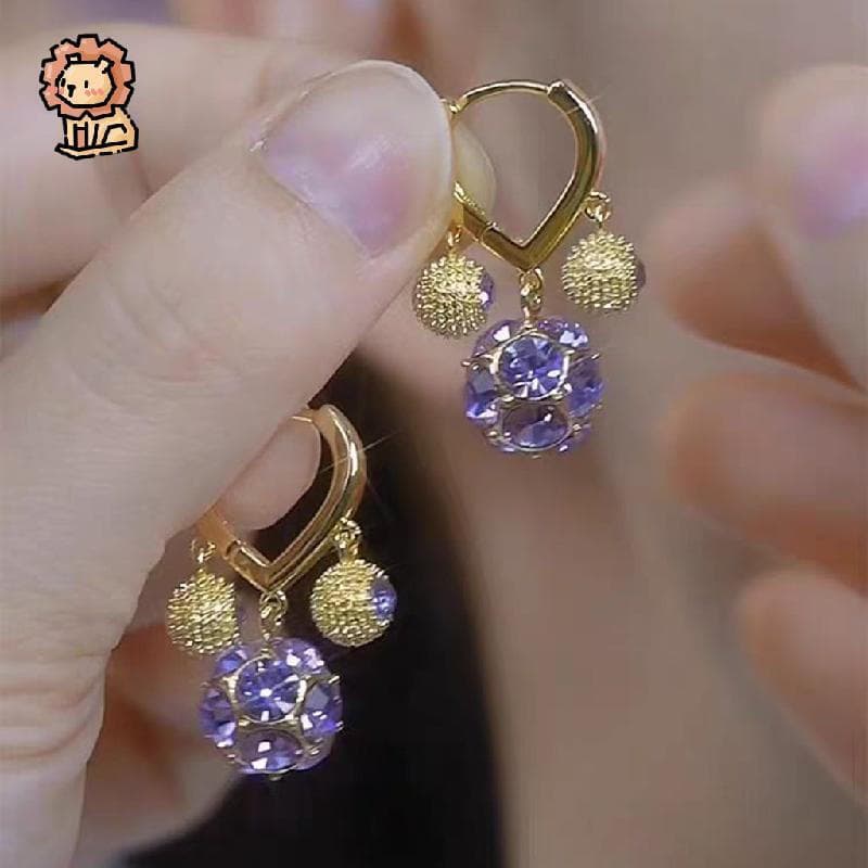 Brincos Durian De Cristal Roxo Bonito Design De Frutas Incrustação Brilhante Estilo De Moda Exclusivo Uso Diário