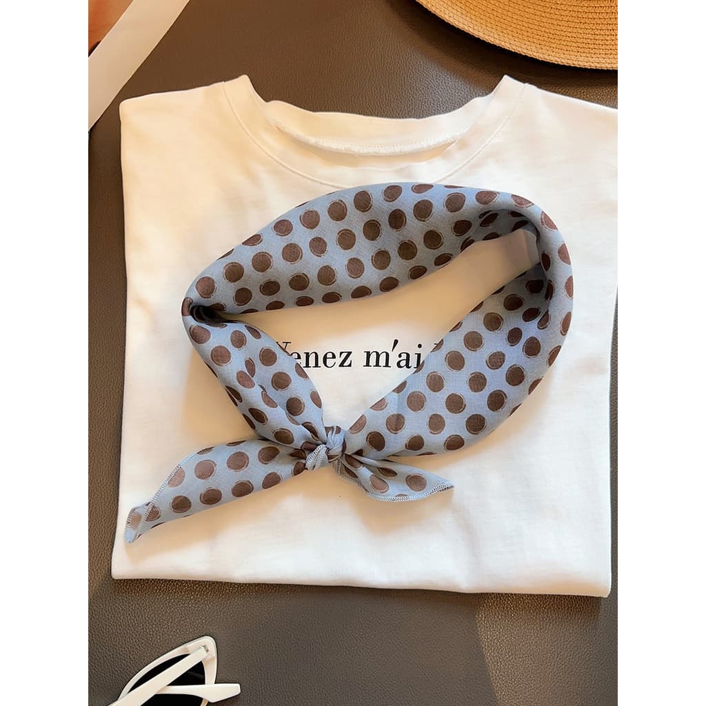 Retro velho dinheiro estilo bolinhas algodão linho pequeno lenço quadrado temperamento em camadas lenço de seda feminino