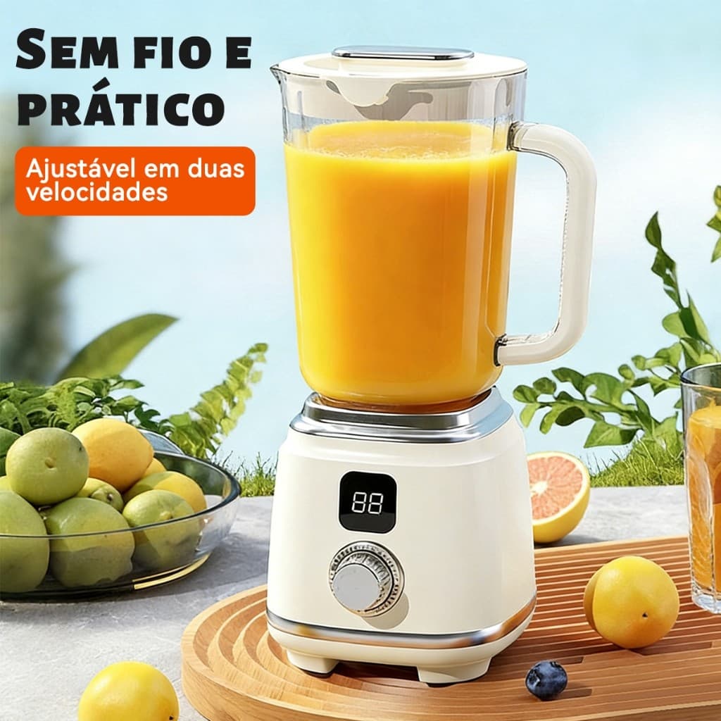 Liquidificador USB Portátil 600ml, 10 Lâminas Aço Turbo, Seguro e Recarregável, Para Sucos