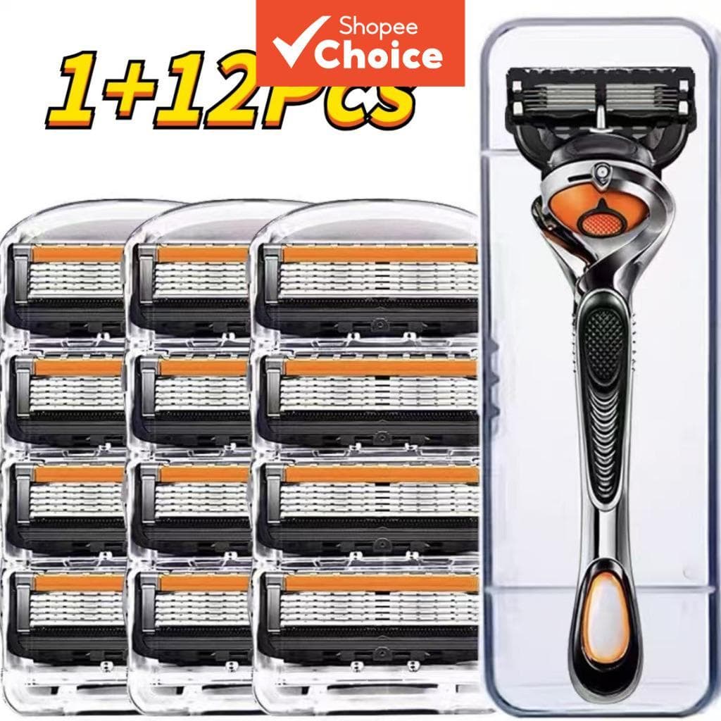 Barbeador de Segurança em Aço Inoxidável, Barbeador Manual de 5 Camadas, Lâminas Substituíveis - Proporciona uma