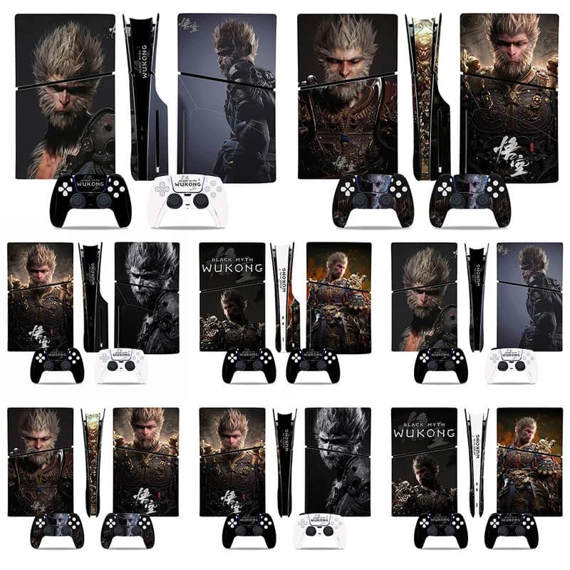 Black Myth Wukong Vinyl Protective Cover Dustproof Wukong Stickers Cool Decal Cover for Playstation 5 Slim Console & Con