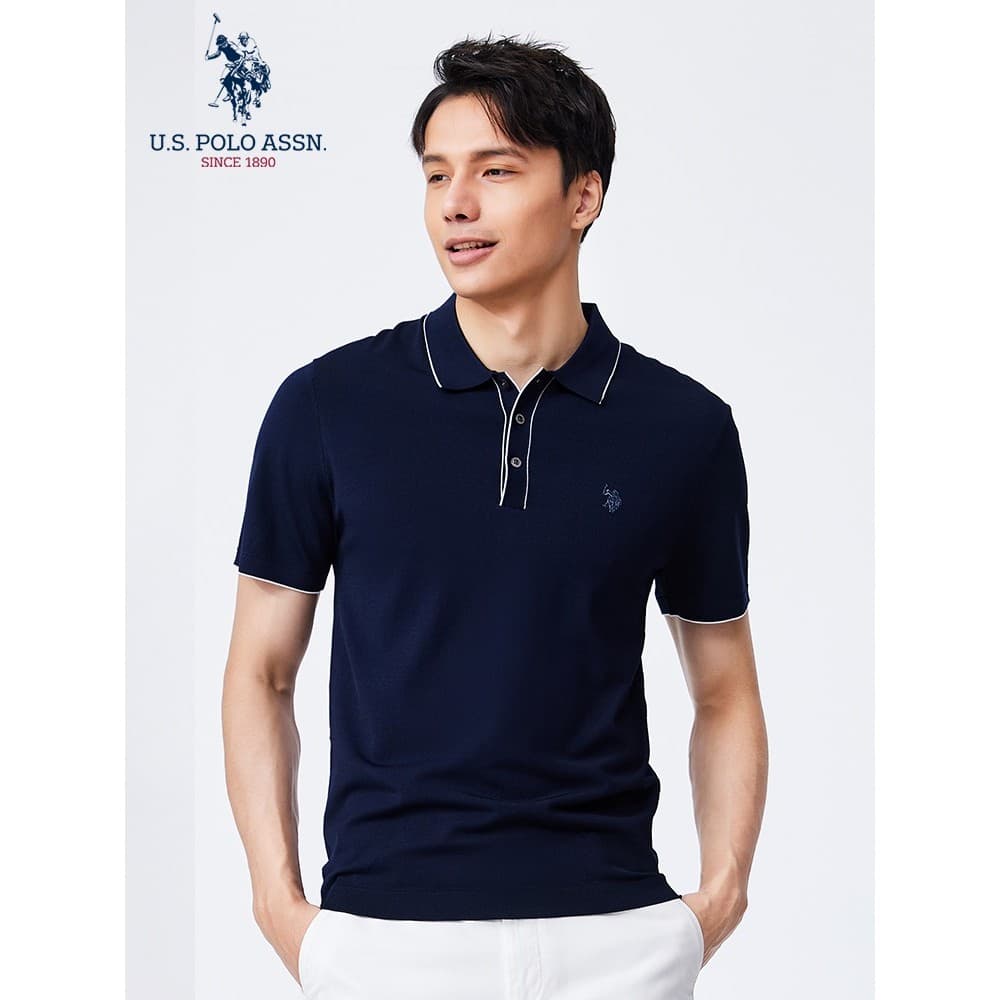 Uspoloassn camisa POLO masculina de manga curta verão novo estilo lapela camiseta Paul gelo seda camiseta masculina topo