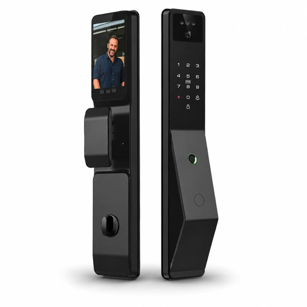 Fechadura Digital Reconhecimento Facial Biometria Senha Cartão WiFi Controle por App ALPHA-215