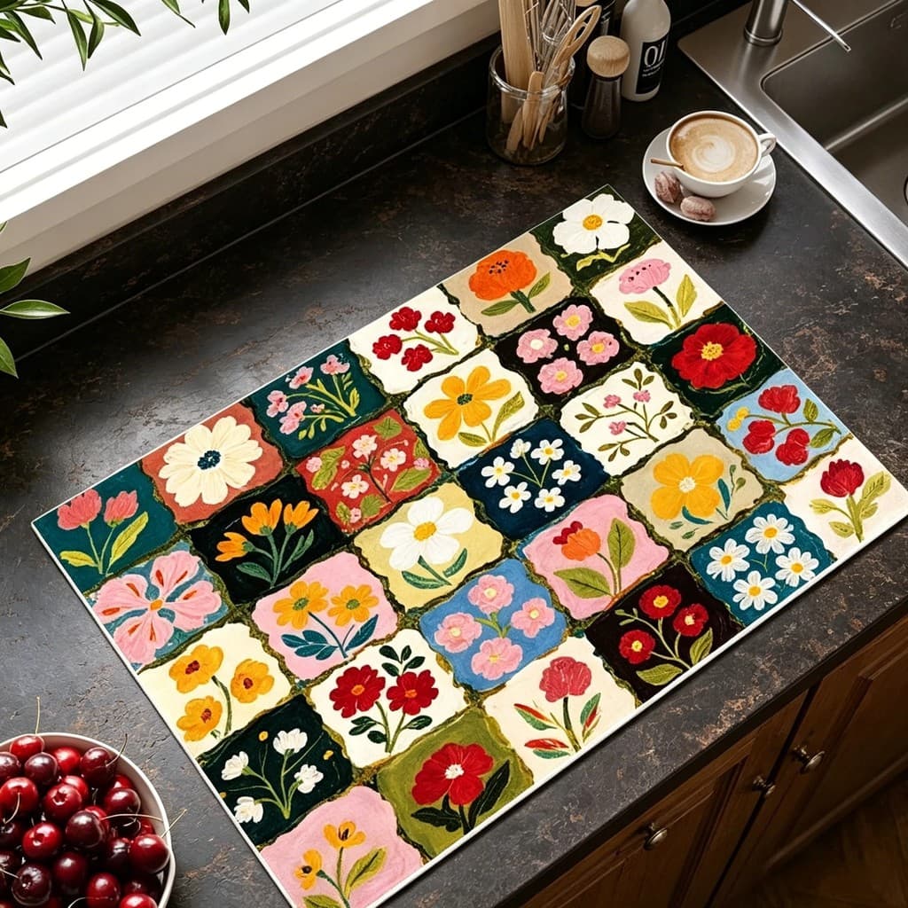 Diatom lama Placemat estilo americano pintura a óleo estilo cozinha dreno esteira bancada absorvente máquina de café est