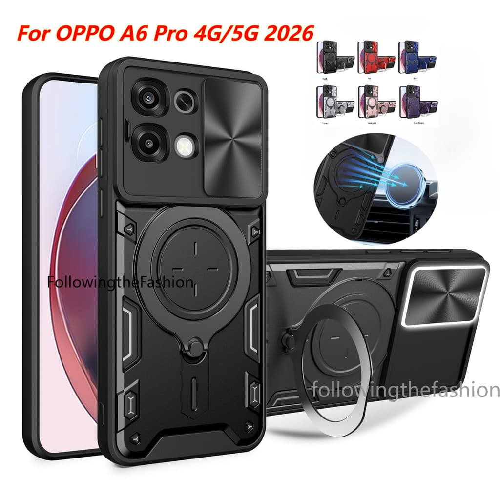 Caixa Para Oppo A6 Pro 5G 2026 A6x A6t A6s A6c A6 4G 5G Capa De Telefone Armadura Magnética Carro Com Suporte De Anel Pr