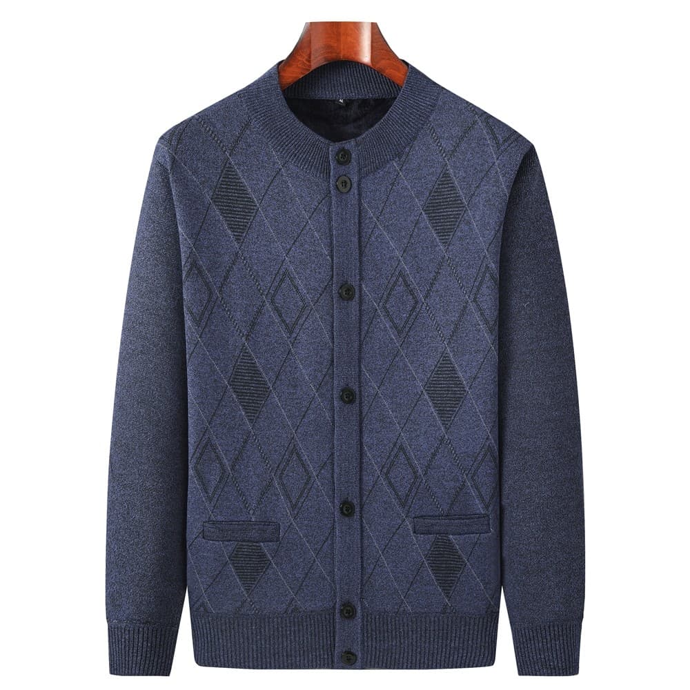 Outono inverno Cardigan masculino de meia-idade roupas masculinas idosas forro de lã engrossado camisola pai jaqueta que