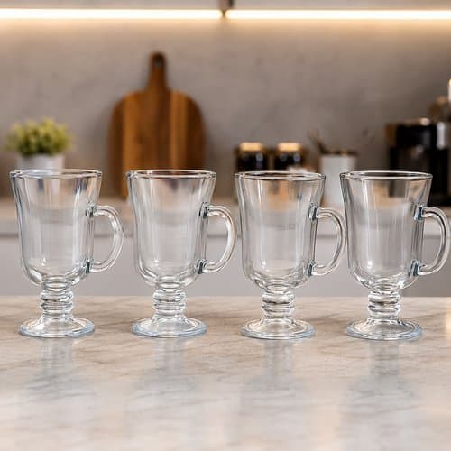 Conjunto 4 Canecas Capuccino Vidro Transparente 120ml Design Elegante Moderno Resistente Durável Oferta Promoção