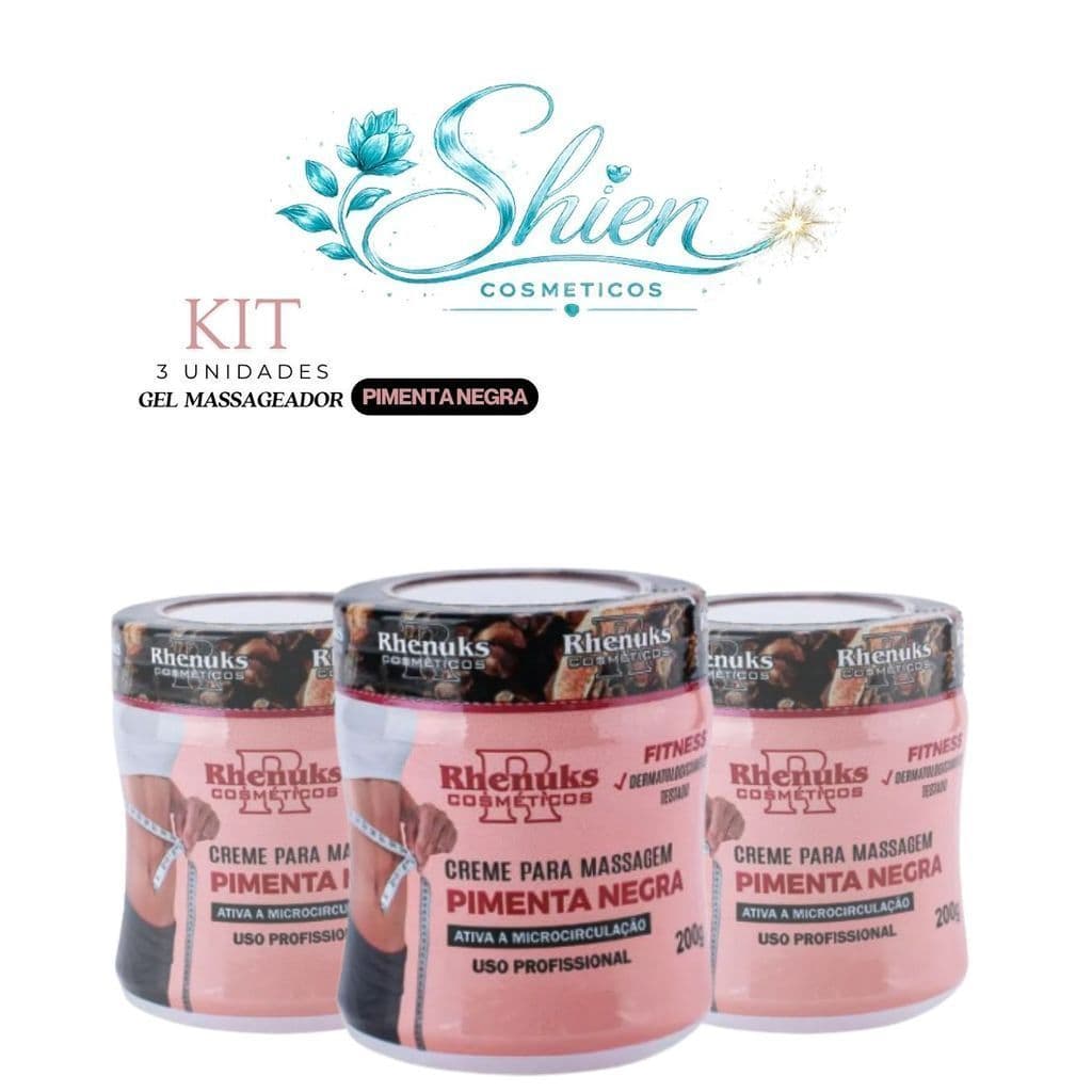Kit 3 Unidades Gel Massageador Pimenta Negra Rhenuks