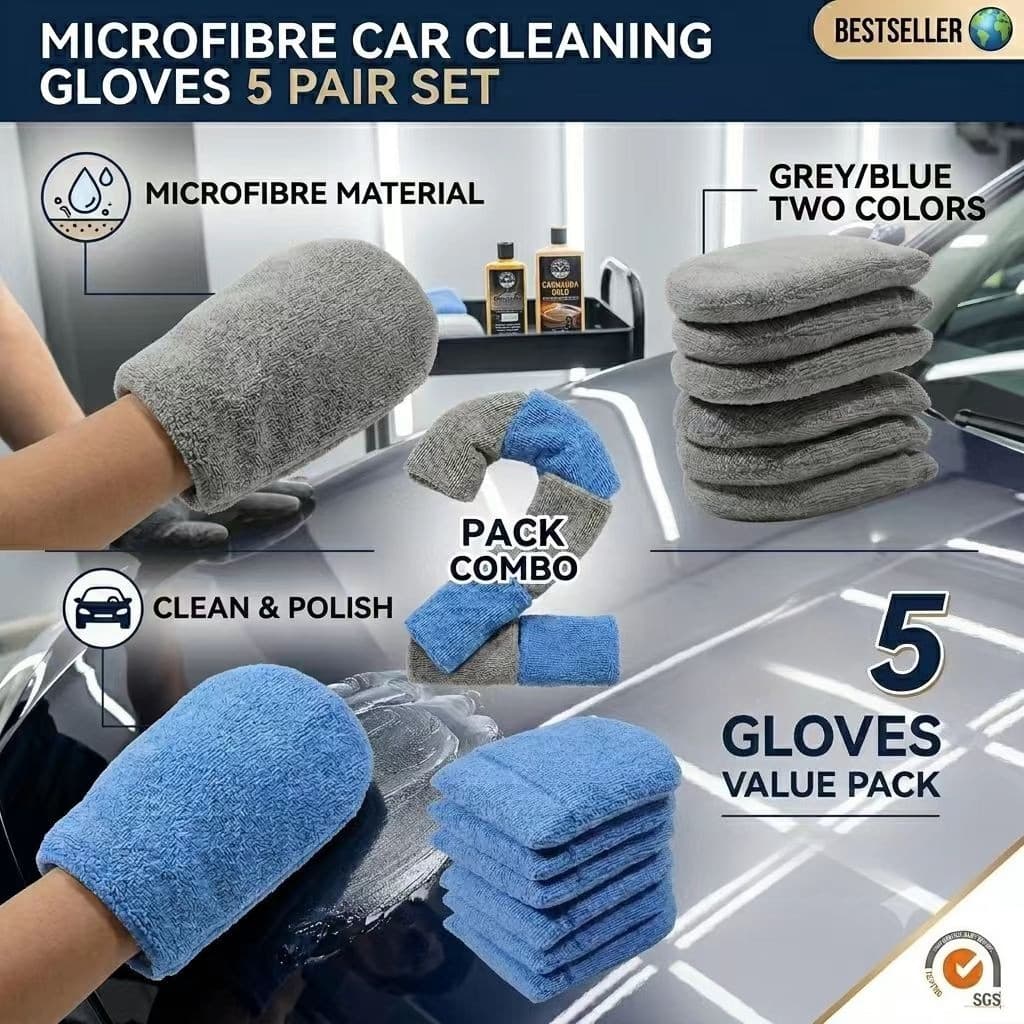 5 Peças Almofada De Esponja Aplicadora De Cera De Carro De Microfibra Macia-Luva De Espuma De Polimento Para Cuidados De