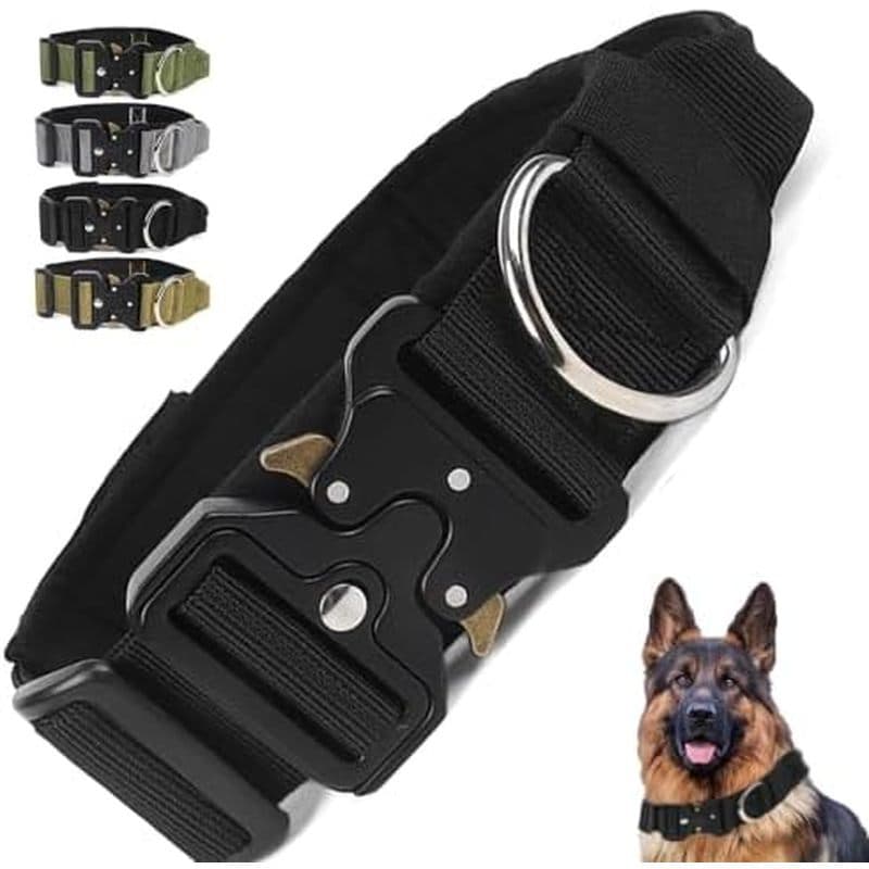 Coleira Tática Para Cães Com Alça-Grossa Militar Resistente Médios , Fivela De Metal De Liberação Rápida , Ajustável & a