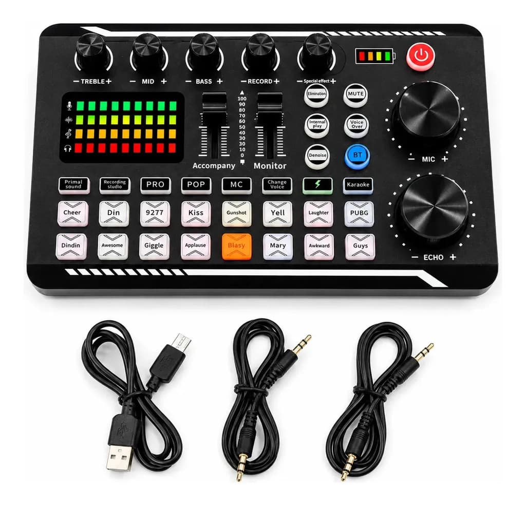 Mesa De Som Mixer Áudio Para Live Podcast E Karaokê Dj