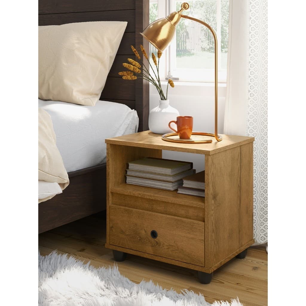Mesa de Cabeceira Mudo Box com Gaveta Nicho Cama Quarto