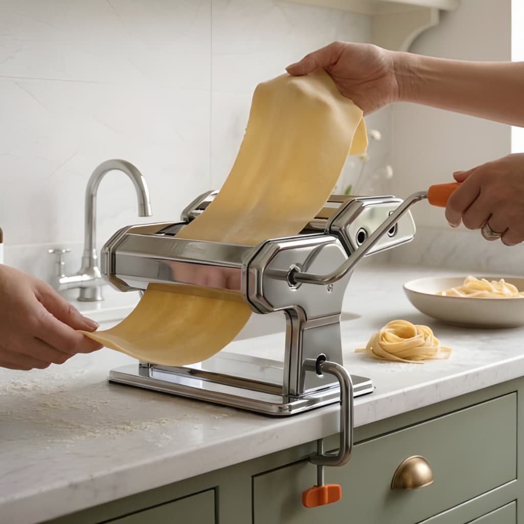 Máquina de Macarrão Manual Inox prepara espaguete talharim lasanha e massas caseiras CHEF D