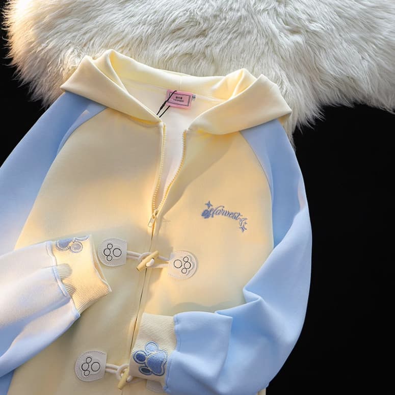Estilo americano bonito orelhas de gato moletom com capuz feminino outono inverno solto estilo preguiçoso Cardigan jaque