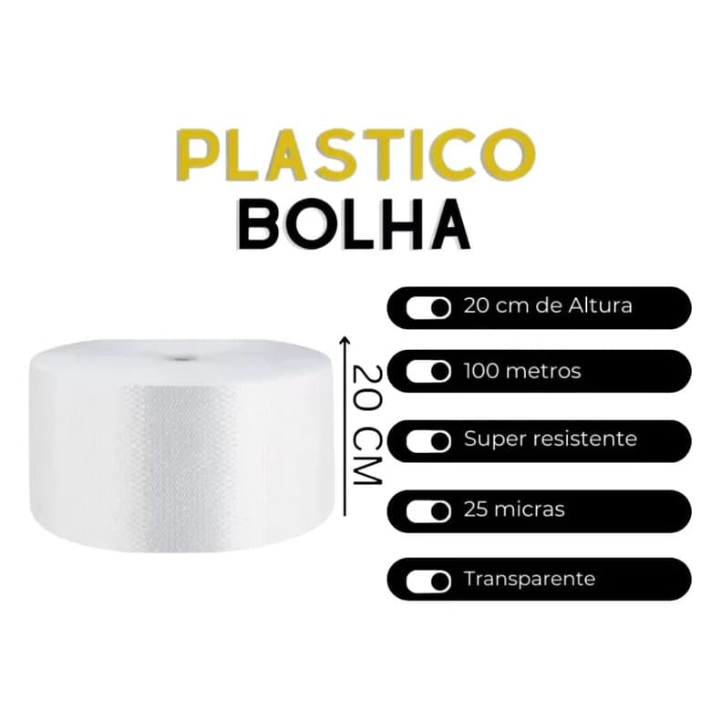 Plástico Bolha 20x100 - Embalagens Material