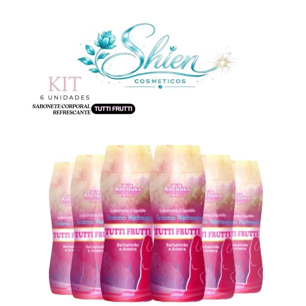 Kit 6 Unidades Sabonete Líquido Íntimo Refrescante Tutti Frutti 200Ml Rhenuks (Afilhado)