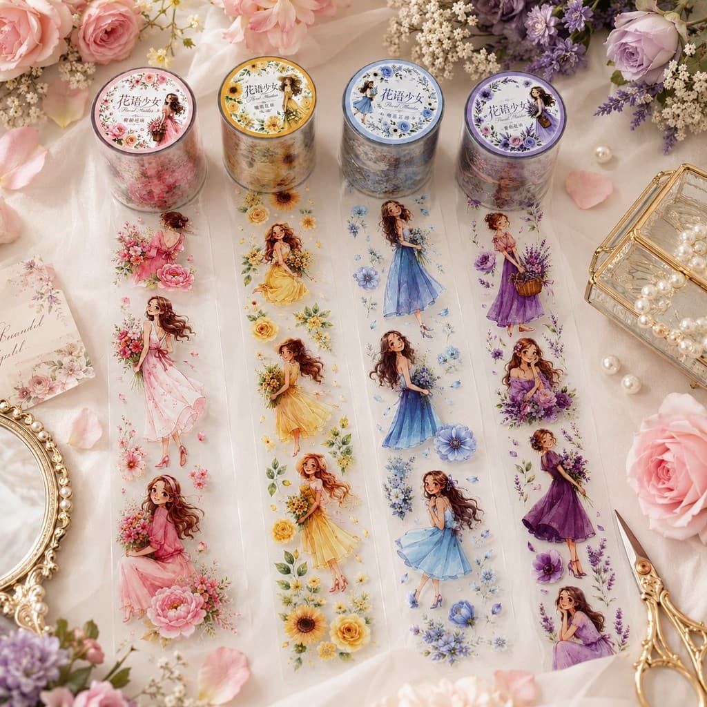 40mm * 2m PET Meninas Adesivos Transparentes Para Diário Scrapbooking Planejador DIY Artesanato Fita Adesiva Decorativa