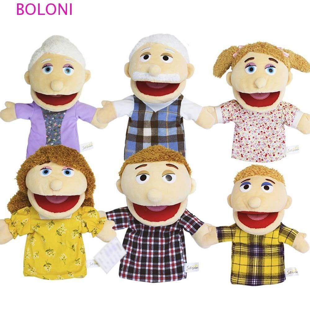BOLONI Família Fantoche Mão Boneca Dormir Travesseiro Educacional Playhouse Meio Corpo Vovô Avó Pai Mãe Brinquedos De Pe