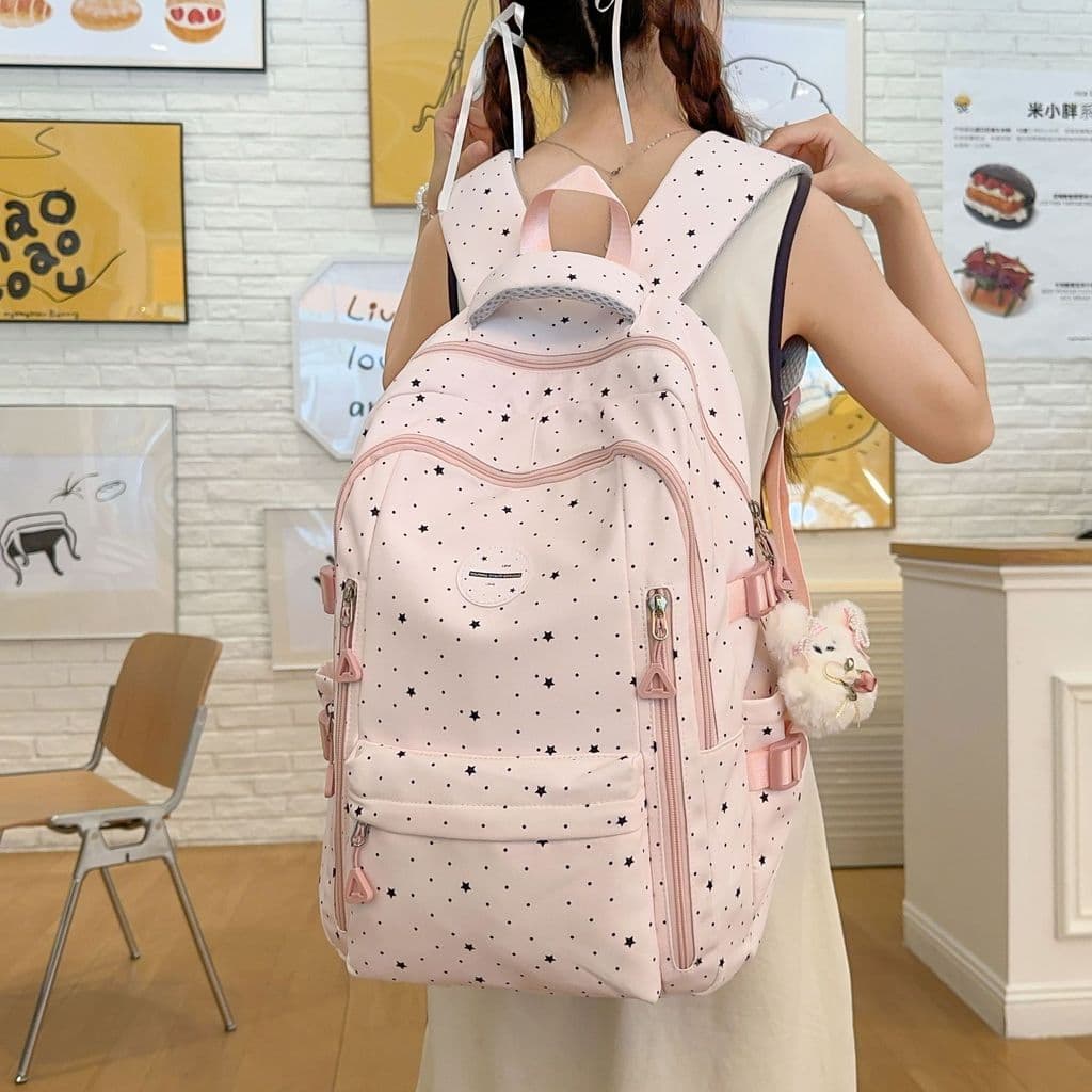 Francês CsagKsag Novo Estilo Polka Dot High School Student Mochila Feminina Mochila Feminina Estudante do Ensino Médio M