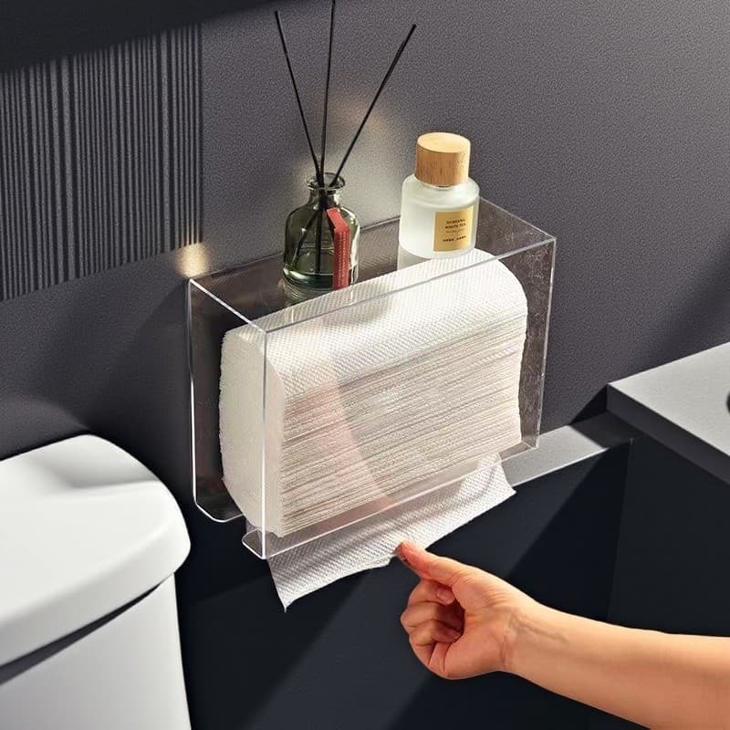 Caixa de toalha de mão japonesa montada na parede papel higiênico caixa de bancada sem perfuração de cabeça para baixo p