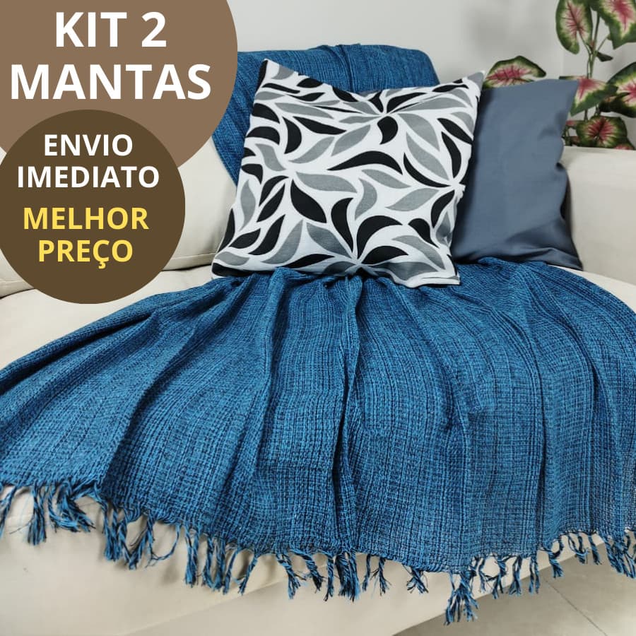 KIT 2 Mantas Para Sofá  2,10m x 1,20 m Algodão Decorativa Artesanal | Cobre Sofá e Colchão RELAMPAGO