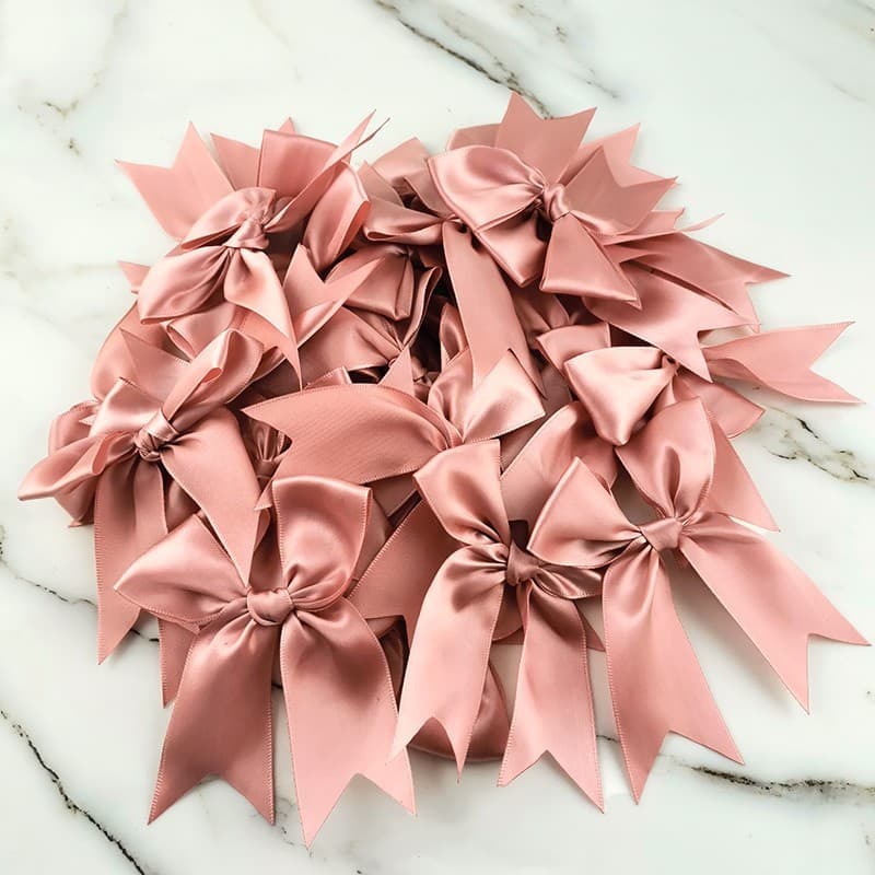 (30 Peças) Laços De Fita Rosa Fresca Poliéster Cetim Arco Flor Decoração Artesanal Faça Você Mesmo