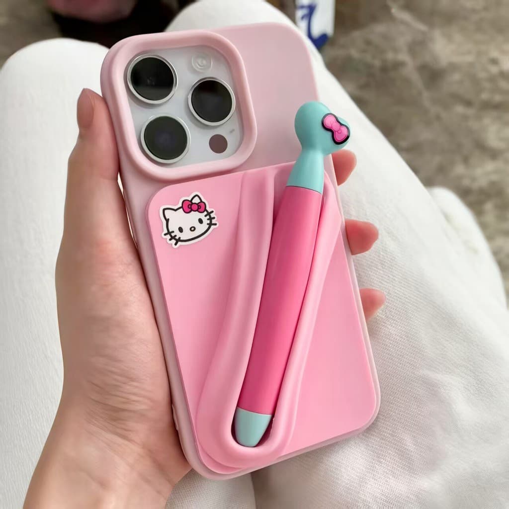 Haili Mesmo Estilo Suporte para Capa de Telefone Colar Acessórios Silicone Armazenamento Criativo Caneta Touch Screen Ba