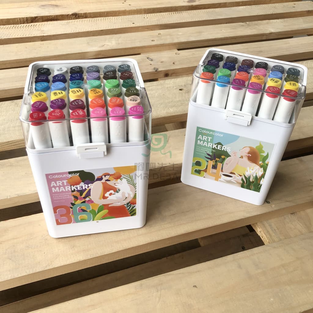 Marcador de duas cabeças profissional oleoso pintado à mão conjunto de Design 24 cores 36 cores marcador materiais de ar