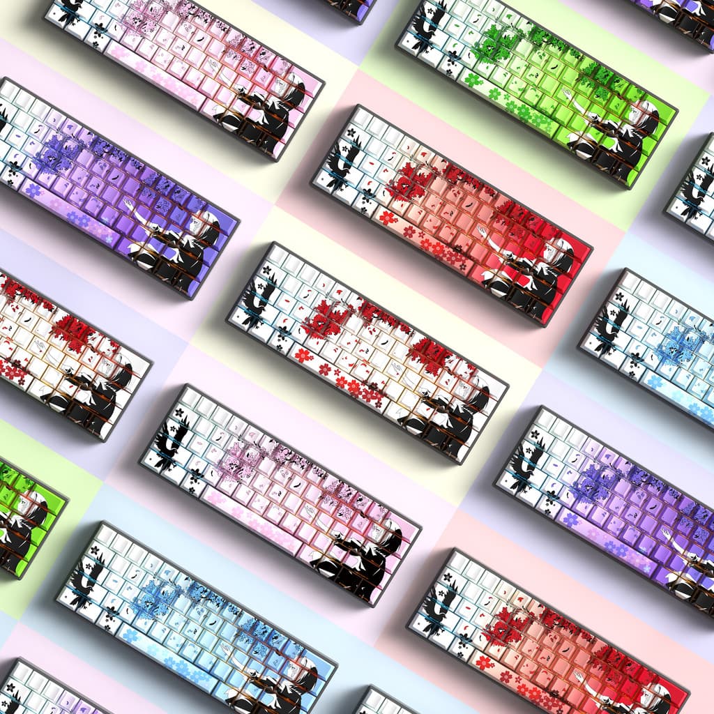 Sakura Macchia Chain Keycap Original fábrica lado gravado luz translúcida PBT adequado para atk68 Mega leão e outros tam
